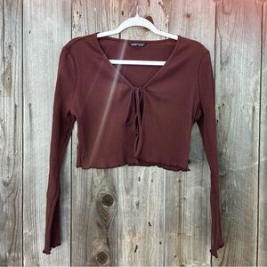Brown Front Tie Top